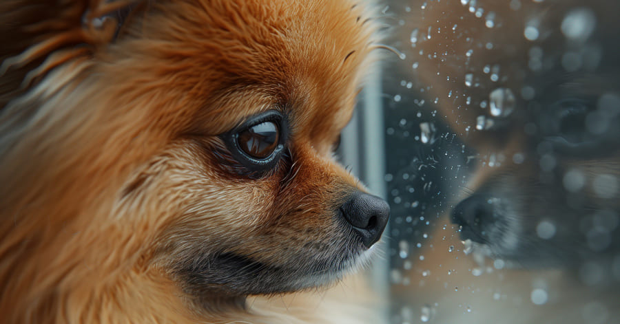 como tranquilizar um cão com medo de trovões