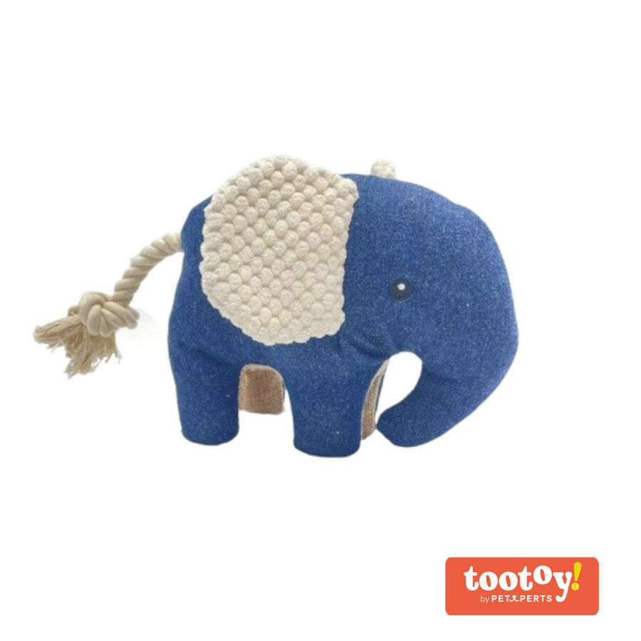 Tootoy! Comfort Denim Elephant peluche com som para cães