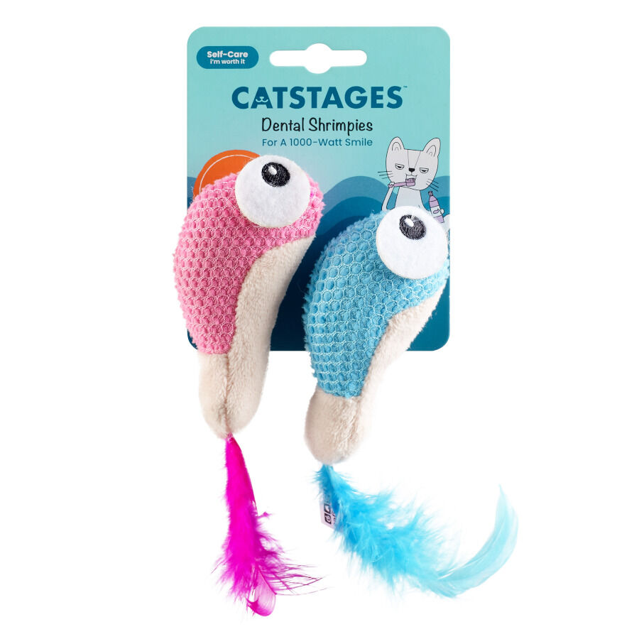 Outward Hound Catstages Dental Shrimpies Peluches com Penas para gatos, , large image number null