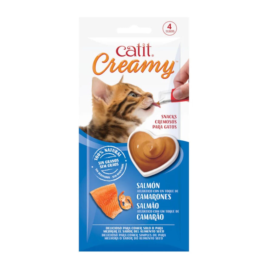 Catit Creamy Snack Líquido de Salmão com Gambas para gatos, , large image number null