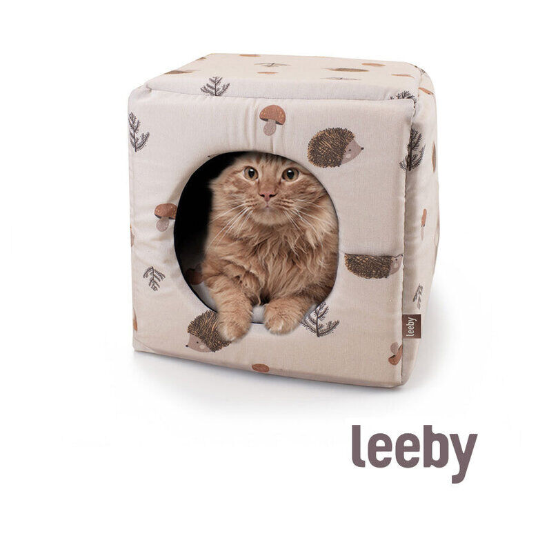 Leeby Cama Cueva Estampado de Erizos para gatos image number null