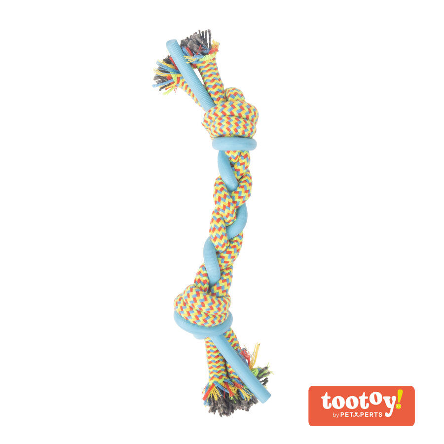 Tootoy! Pull Multi-texture Rope Azul Mordedor corda para cães