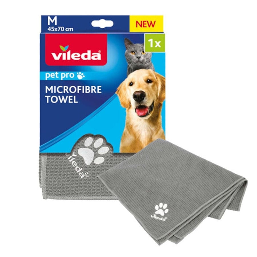 Vileda Pet Pro Toalha de microfibra cinzenta para cães