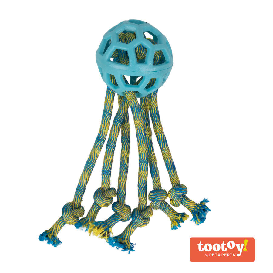 Tootoy! Pull Octopus Rope brinquedo corda com bola para cães