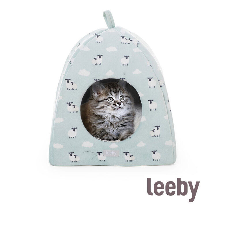 Leeby Igloo amovível branco com ovelhas para gatinhos