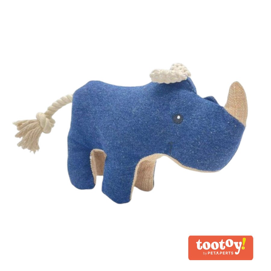 Tootoy! Comfort Denim Rhino peluche com som para cães, , large image number null