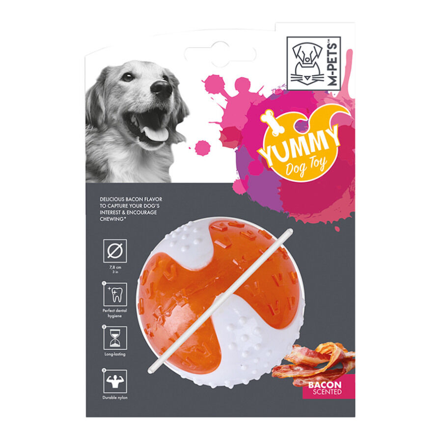 M-PETS Yummy Brinquedo Bola com Sabor a Bacon para cães