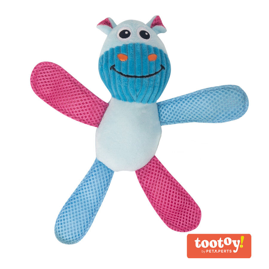 Tootoy! Chew Fetch It Hippo Azul e Rosa Peluche para cães