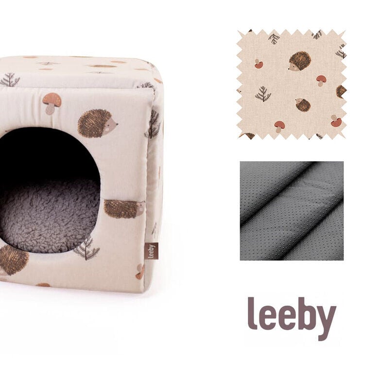 Leeby Cama Cueva Estampado de Erizos para gatos image number null