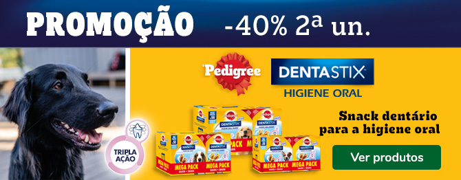 -40% no segundo pack de 48 unidades de snacks para cão da Dentastix.