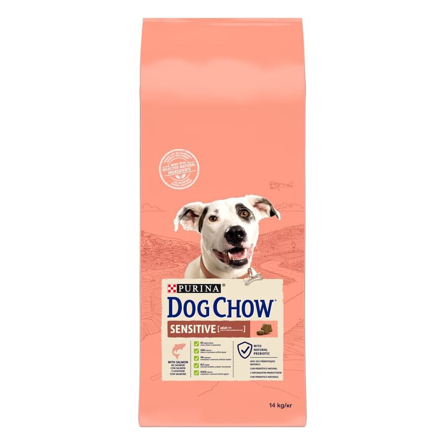 14 kg Dog Chow Sensitive com salmão ração para cães