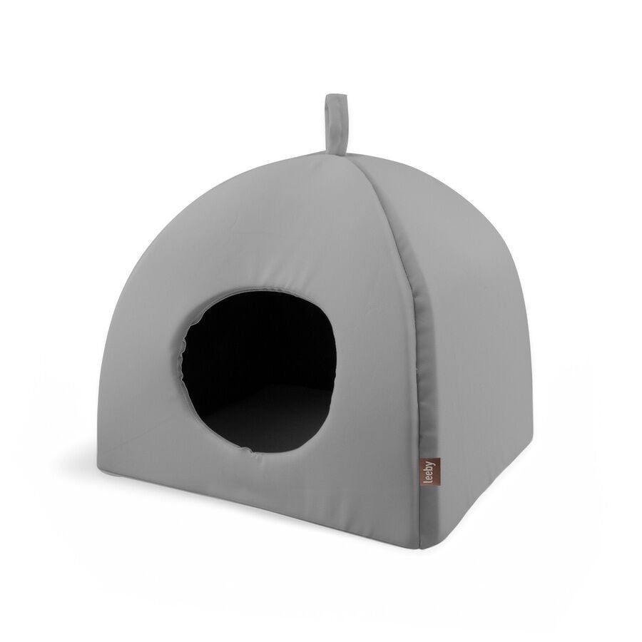 Leeby Igloo antiderrapante cinzento para gatos