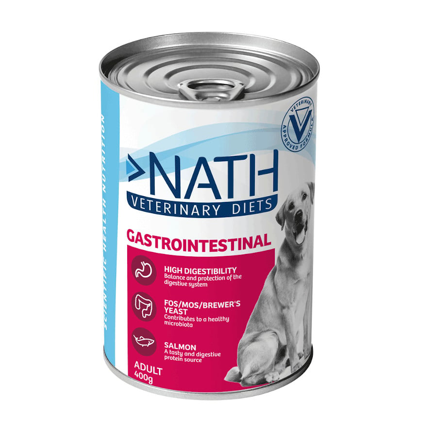 12 latas x 400 g Nath Veterinary Diets Gastrointestinal Salmão lata para cães Pack poupança!