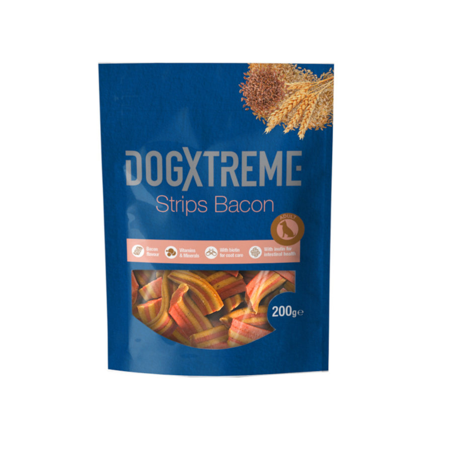 2 bolsitas x 200 g Dogxtreme Tiras de Bacon snack para perros ¡Pack ahorro!