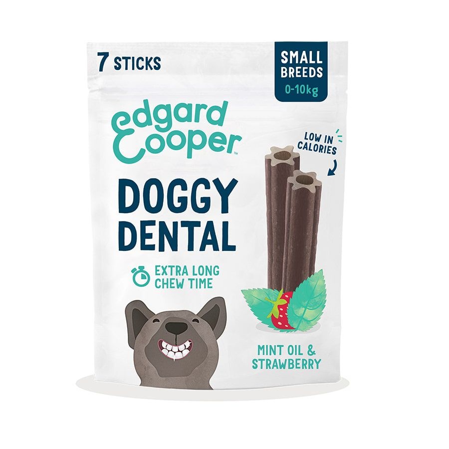 42 sticks Edgard y Cooper Barras Dentárias de Morango e Hortelã para cães de pequeno porte. Pack poupança!