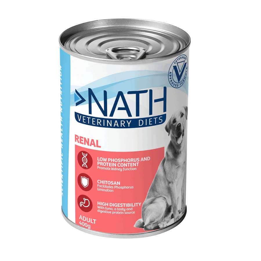 12 latas x 400 g Nath Veterinary Diets Renal Atum e Salmão lata para cães Pack poupança!