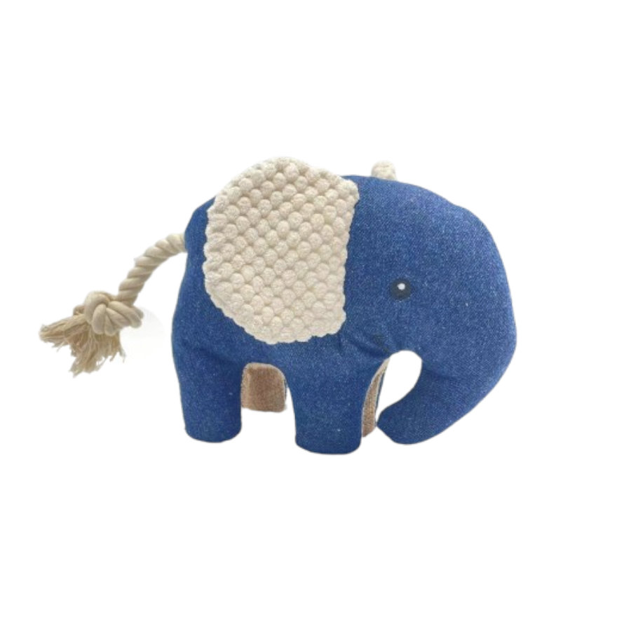 Tootoy! Comfort Denim Elephant peluche com som para cães