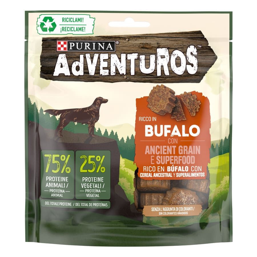 120 g Adventuros Snacks de Búfalo e Cereais Ancestrais para Cães