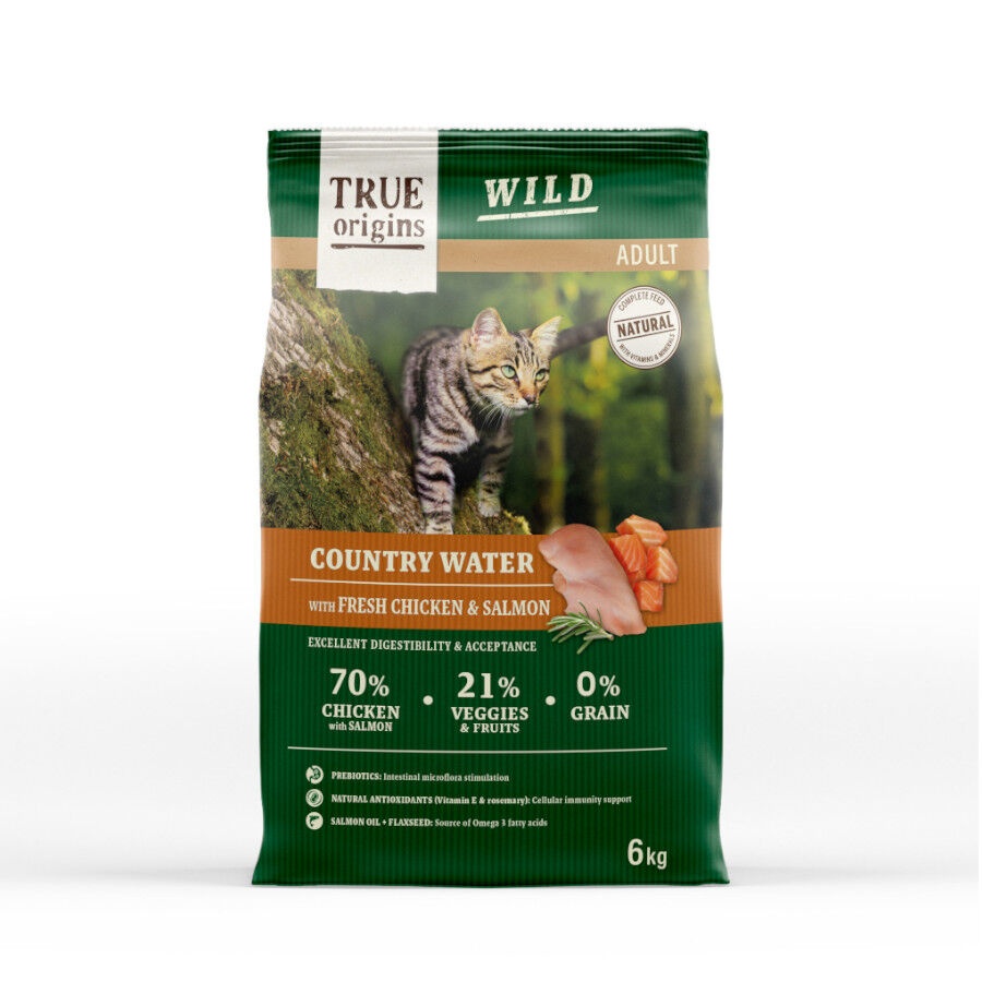 6 kg True Origins Wild Adult Country Water Frango e Salmão ração para gatos