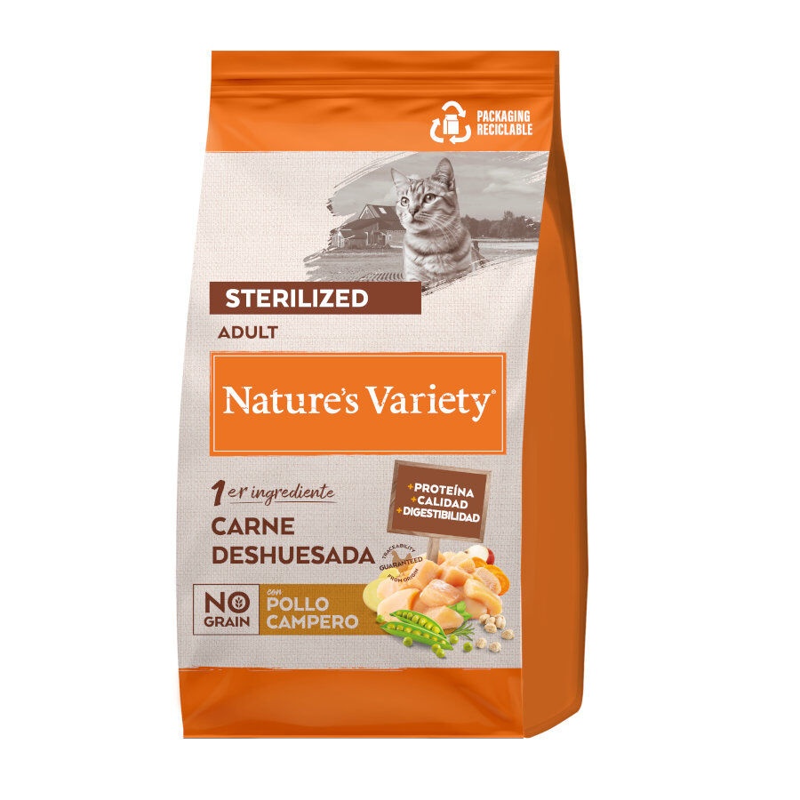 1.25 kg Nature's Variety No Grain Adult Sterilised Frango ração para gatos