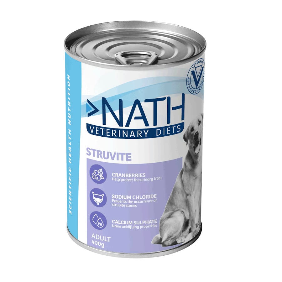 12 latas x 400 g Nath VetDiet Struvite Peru lata para cães Pack poupança!