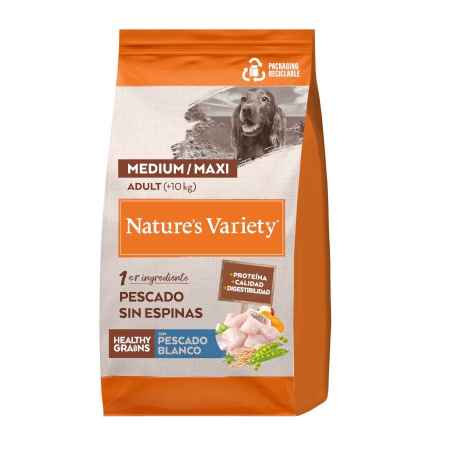 3 KG 3 kg Nature’s Variety Healthy Grains Adult Medium Maxi Pescado Blanco pienso para perros