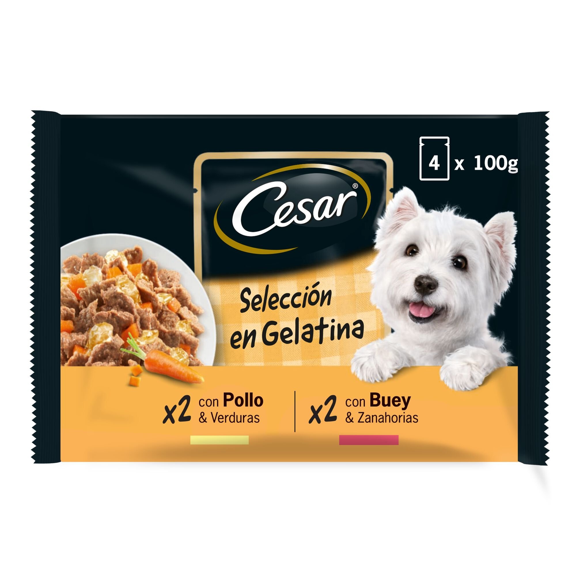 48 saquetas x 100 g Cesar Mistura de Carnes Geleia em Saquinho para Cães - Multipack Pack poupança!