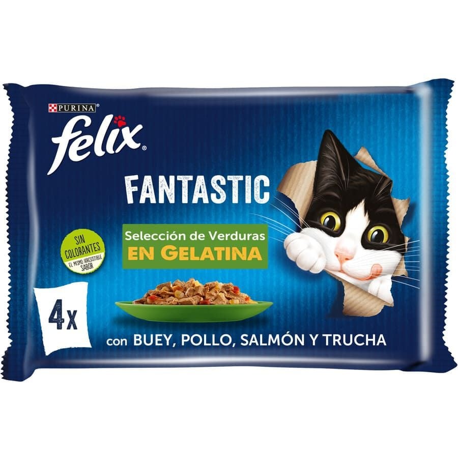 4 saquetas x 85 g Purina Felix Fantastic Seleção de Vegetais saquetas de gelatina para gatos