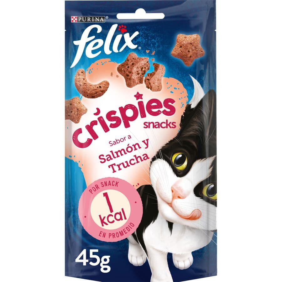 45 g Felix Biscoitos Crispies Salmão e Truta para gatos