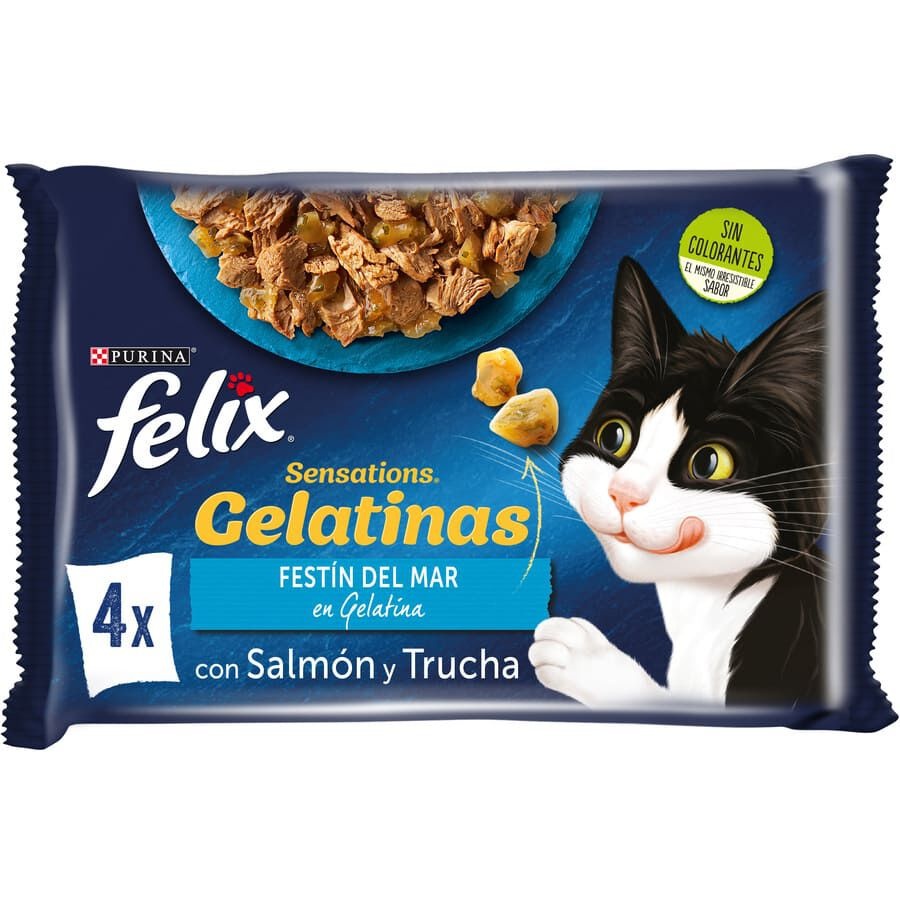 4 saquetas x 85 g Felix Sensations Seleção de Peixes saquetas em galeia