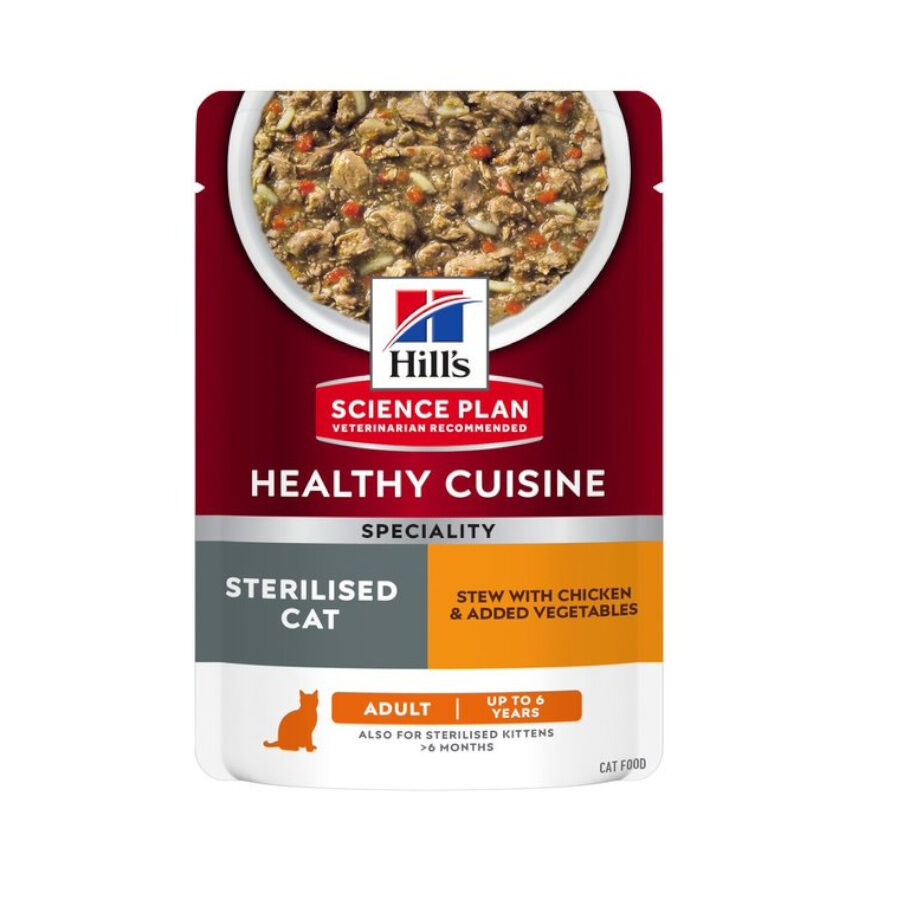 80 g Hill's Adult Science Plan Healthy Cuisine Sterilised Guisado de Frango e Vegetais saqueta para gatos