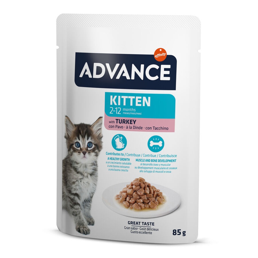 24 saquetas x 85 g Advance Kitten Peru em molho saquetas Pack poupança!