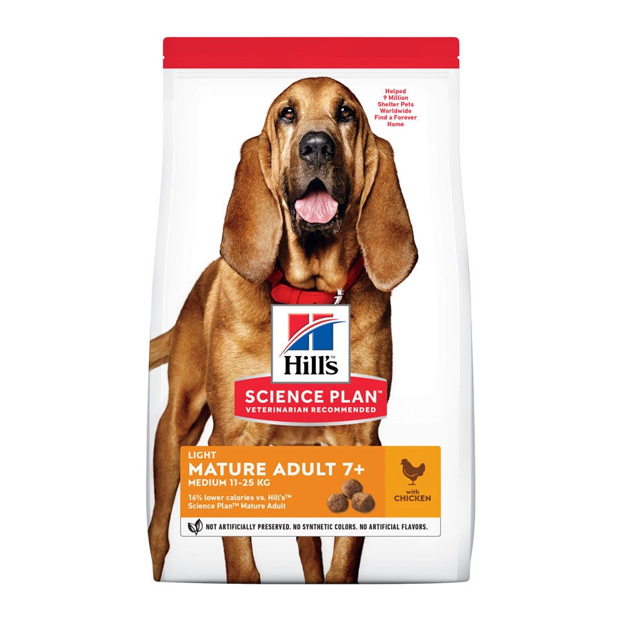 2 x 12 kg Hill's Science Plan Light Mature Adult 7+ Medium Frango ração para cães Pack poupança!