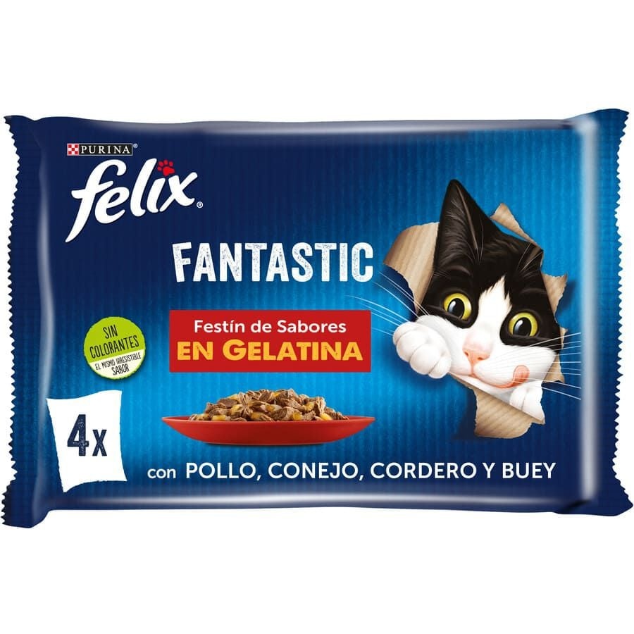 4 saquetas x 85 g Felix Seleção de carnes em gelatina - Multipack