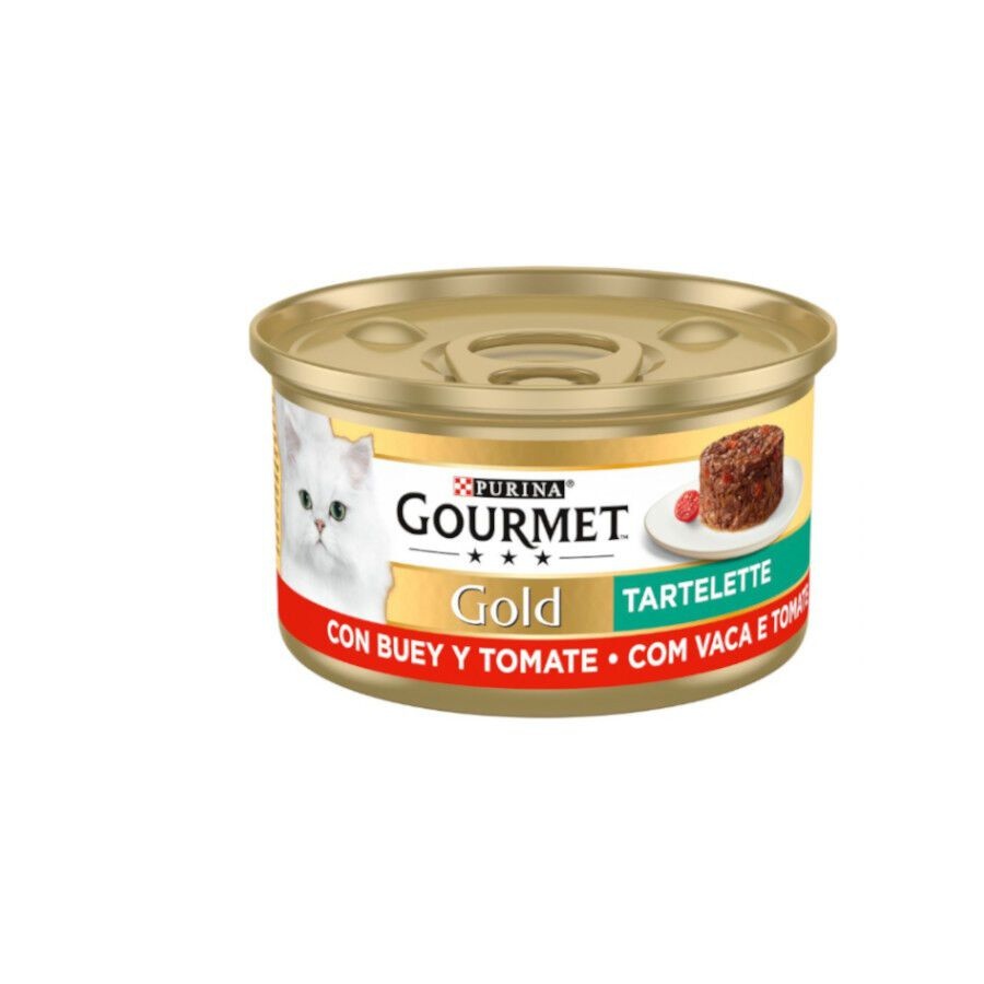 85 g Gourmet Gold Tarte de Carne de Vaca e Tomate em lata para gatos