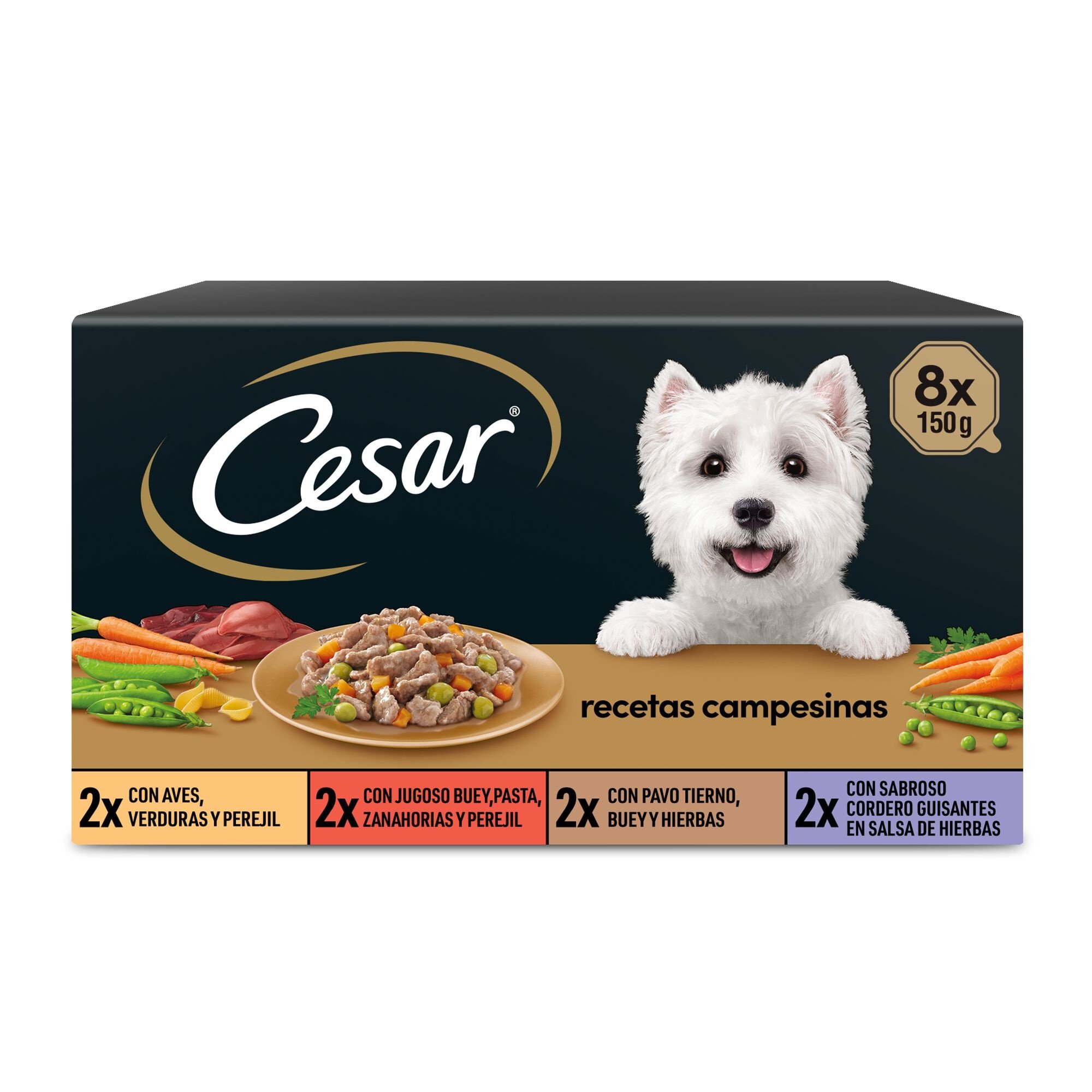 8 terrinas x 150 g Cesar Receita camponesa terrina em molho para cães - Multipack