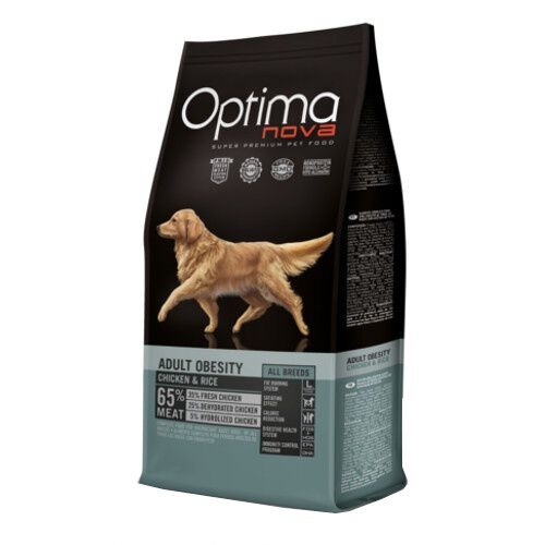 12 kg Optima Nova Adult Obesity Frango ração para cães