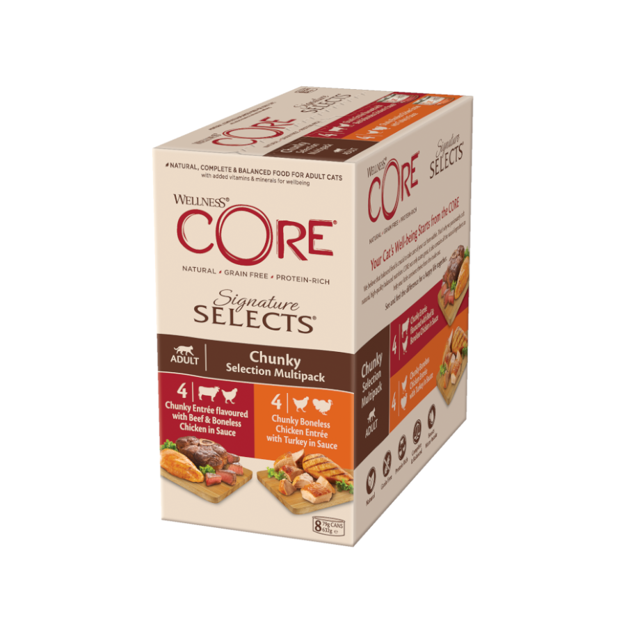 24 latas x 79 g Wellness Core Signature Selects Chunky lata para gatos 8