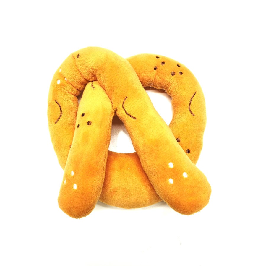 Tootoy! Comfort Baked Pretzel Cuddler peluche com som para cães