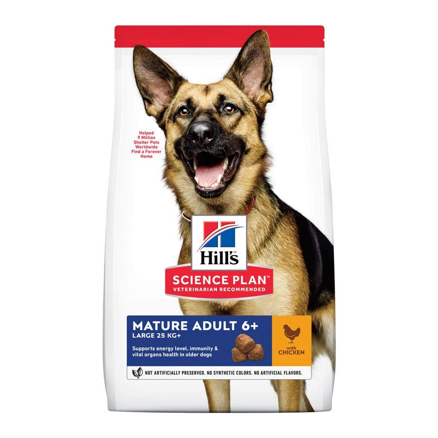 2 x 18 kg (15 + 3 kg grátis!) Hill's Science Plan Mature Adult Large Frango ração para cães Pack poupança!