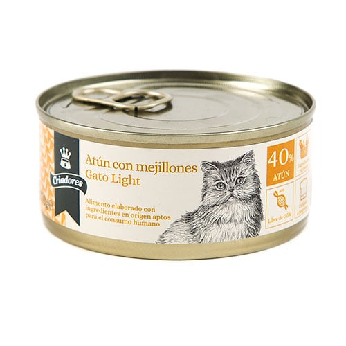 Criadores Light Atum e Mexilhões em lata para gatos