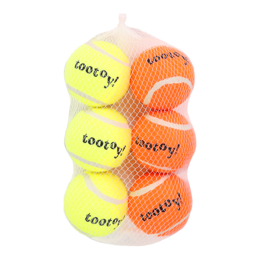 Tootoy! Chase Six Squeaker Ball pack de bolas de ténis para cães