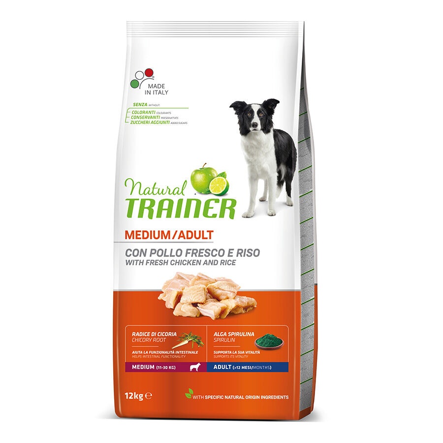 12 kg Natural Trainer Adult Medium Frango ração para cães