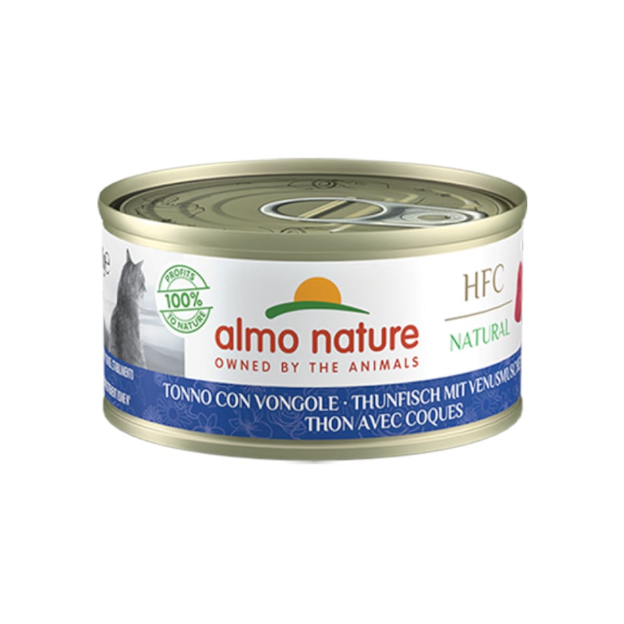 24 latas x 70 g Almo Nature HFC Natural Atum e Amêijoas lata para gatos Pack poupança!