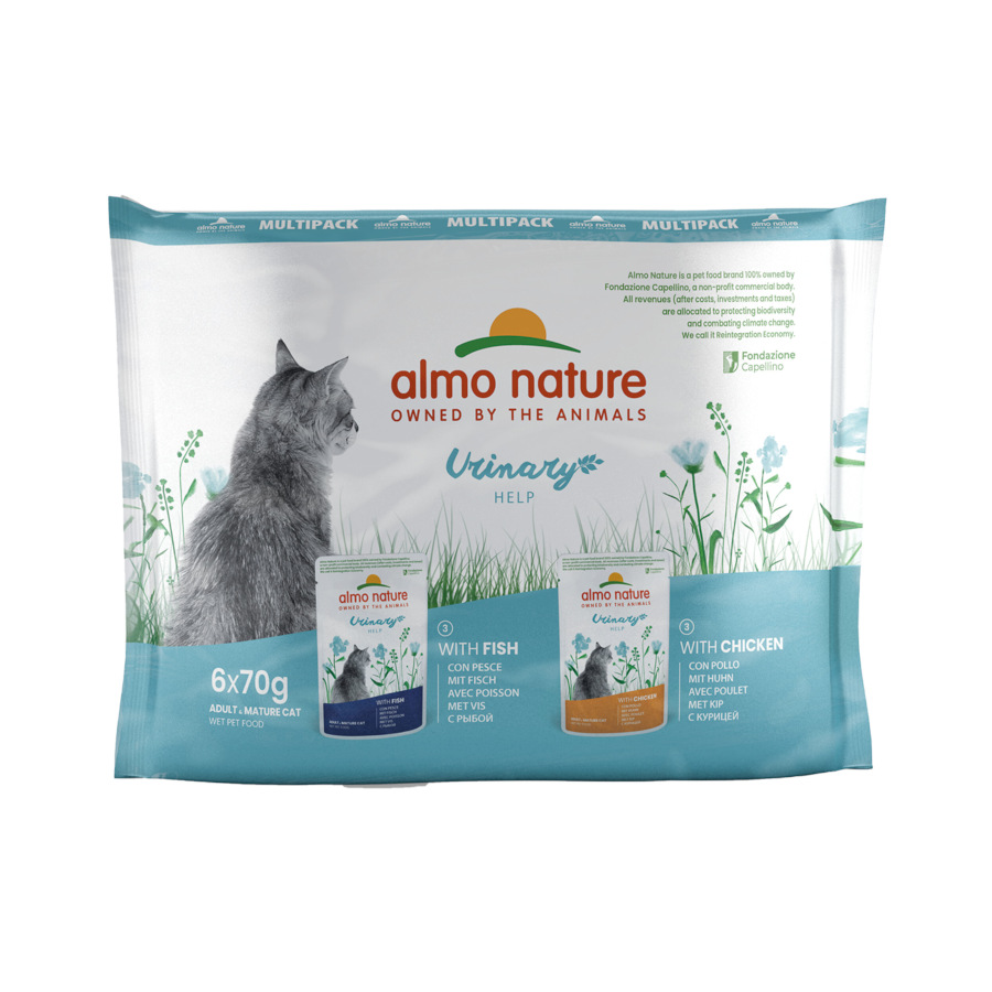 Almo Nature Urinary Help Peixe e Frango saquetas para gatos – Multipack 6