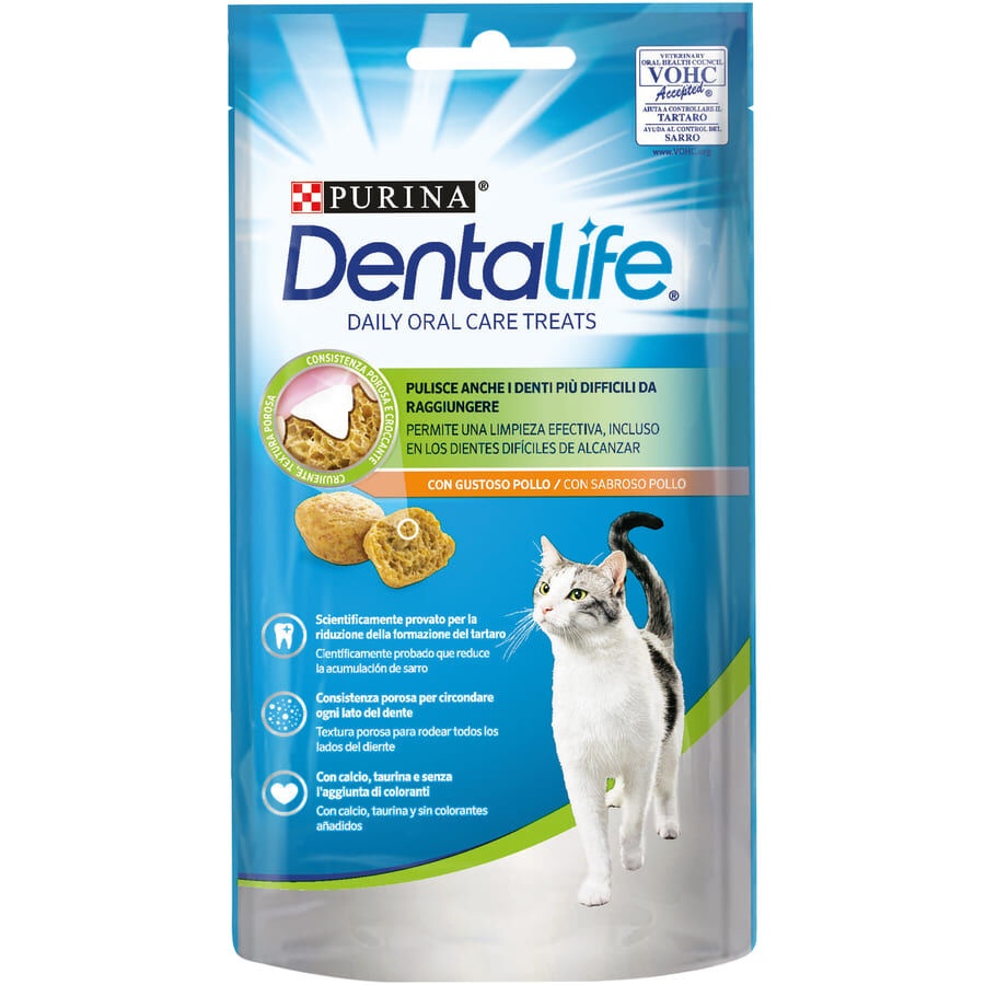 4 pacotes x 40 g Dentalife Snack Dentários Frango para gatos Pack poupança!