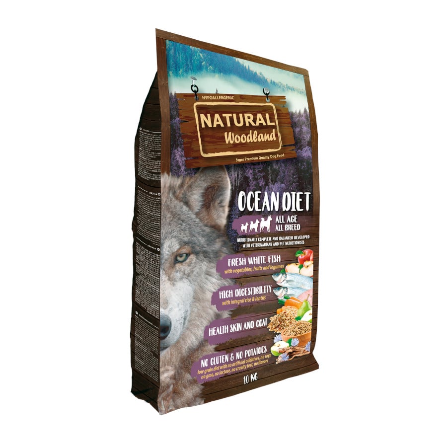 10 KG Natural Woodland Ocean Diet Hypoallergenic Ração para cães