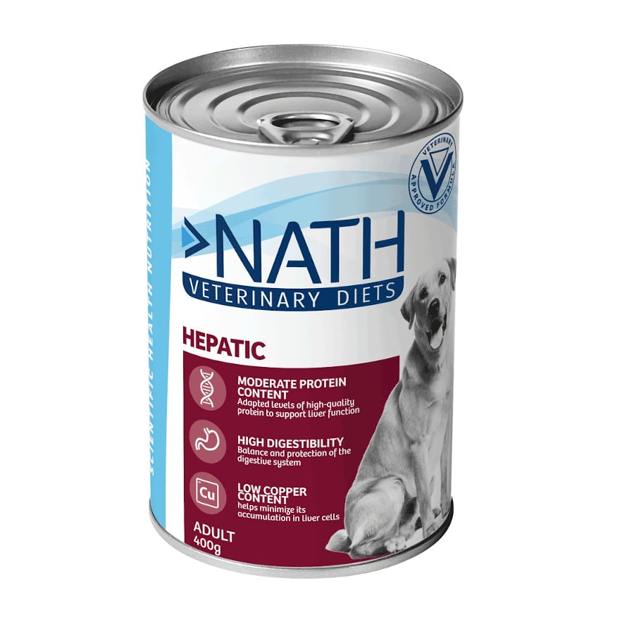 12 latas x 400 g Nath Veterinary Diets Hepatic lata para cães Pack poupança!